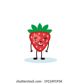 strawberry cute character, illustration for kids in cartoon style isolated on white background