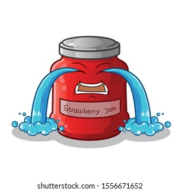 strawberry cute chibi cry cartoon mascot vector illustration