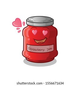 strawberry cute chibi fall in love cartoon mascot vector illustration