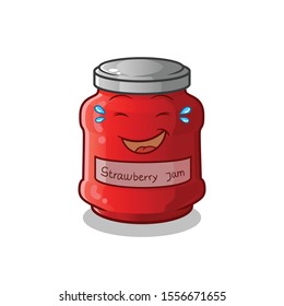 strawberry cute chibi laughing loudly cartoon mascot vector illustration