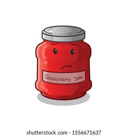 strawberry cute chibi sad cartoon mascot vector illustration