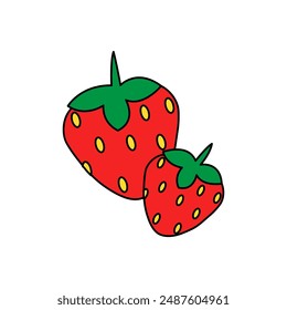 strawberry cute clip art , vector doodle style