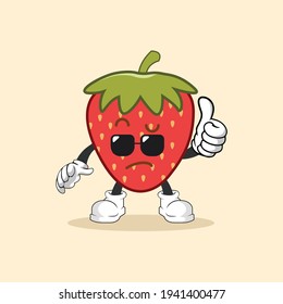 strawberry cute expression set collection. strawberry mascot character	