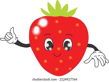 Strawberry. Cute fruit vector character 