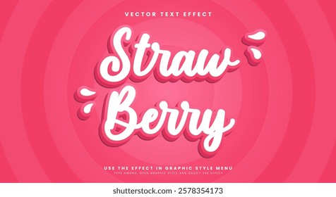 Strawberry Cute Style editable text effect suitable for fresh fruit theme