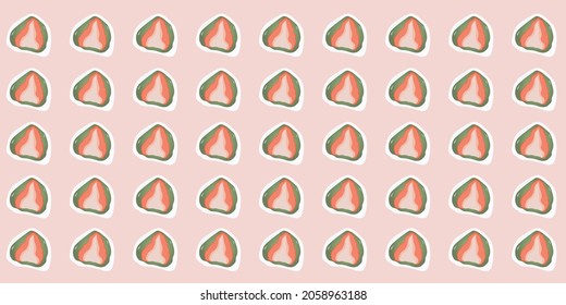 Strawberry Daifuku Strawberry Mochi .Japanese desserts pattern.