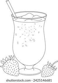 Strawberry daiquiri coloring page. Food and drink colouring book
