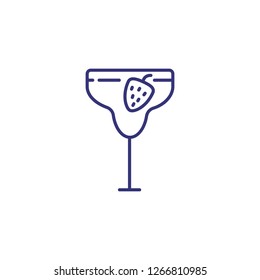 Strawberry daiquiri line icon. Berry, rum, glass. Cocktail concept. Can be used for topics like bar, tropical party, celebration
