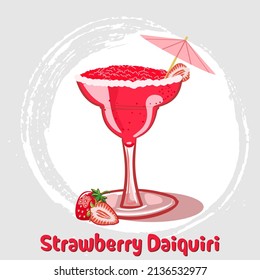 strawberry daiquiri with umbrella cocktail