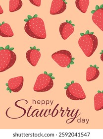 Strawberry Day, Postcard Template, with Berries