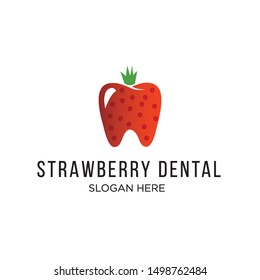 Strawberry dental logo design vector template isolated