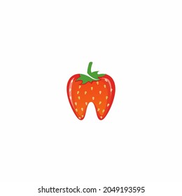 Strawberry dental logo design vector template isolated