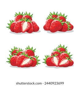 Strawberry design vector. Strawberry vector pack concept.