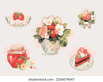 A strawberry dessert, beautifully crafted in a vector.