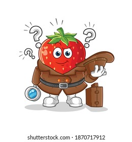 strawberry detective vector. cartoon character