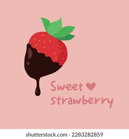 Strawberry Dipped in Chocolate. vector illustration.