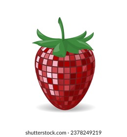 Strawberry Disco ball. Template for poster, invitation, congratulations.