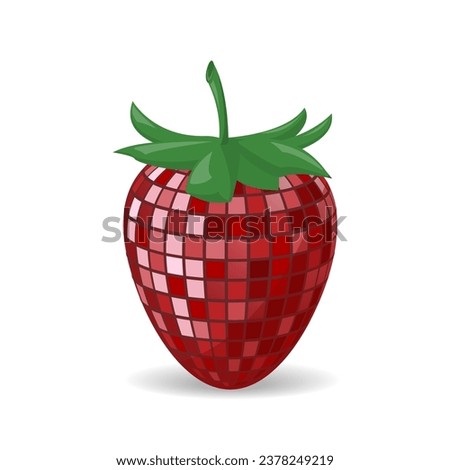 Strawberry Disco ball. Template for poster, invitation, congratulations.