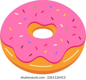 Strawberry Donut Dessert Icon Element illustration Flat style