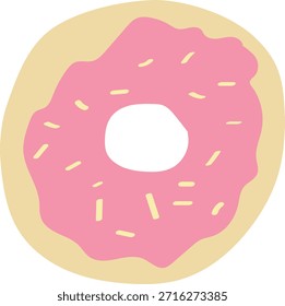 Strawberry Donut Flat Vector Illustration