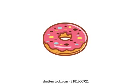 Strawberry Donut Food Vector Design