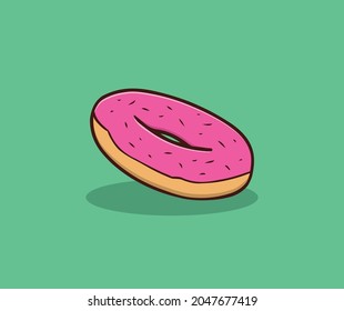 Strawberry donut hand drawing illustration