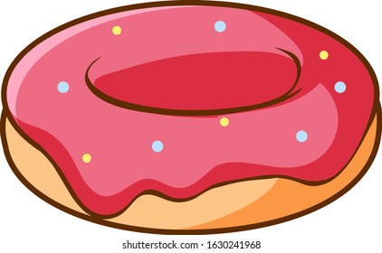 Strawberry donut on white background illustration