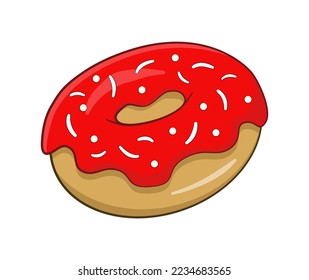 Erdbeeren Donut. Vektorgrafik. Cartoon