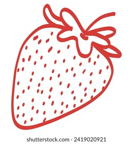 Strawberry Doodle Art Line Drawing Vector Icon