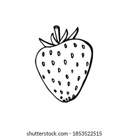 Strawberry doodle icon vector illustration, hand drawn sketchy style 