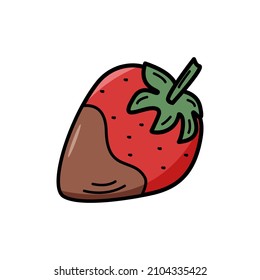 Strawberry doodle icon vector illustration, berry sticker on white.