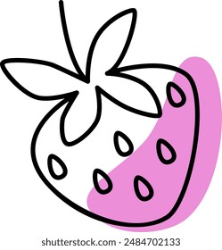 Ilustración vectorial con contorno de garabato de fresa