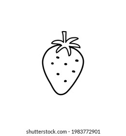 Strawberry in doodle style. Simple vector illustration in black. Suitable for decorating cafes, packaging desserts or advertising a farm