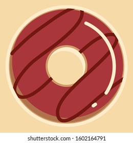 Strawberry Doughnut with mixed berry line Doughnut isolated vector on color background