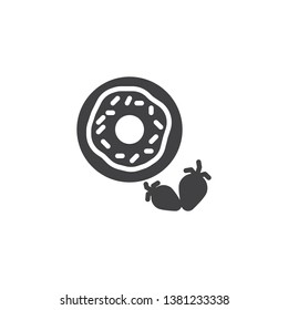 Strawberry doughnut vector icon. filled flat sign for mobile concept and web design. Donut and strawberry glyph icon. Dessert food symbol, logo illustration. Pixel perfect vector graphics
