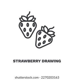 strawberry drawing icon. Thin line strawberry drawing icon from restaurant collection. Outline vector isolated on white background. Editable strawberry drawing symbol can be used web and mobile