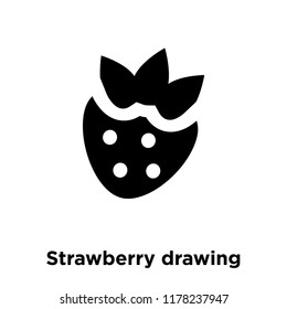 Strawberry drawing icon vector isolated on white background, logo concept of Strawberry drawing sign on transparent background, filled black symbol