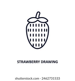 strawberry drawing outline icon.  Thin line icon from bistro and restaurant collection. Editable vector isolated on white background