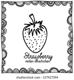 strawberry drawing over white background vector illustration