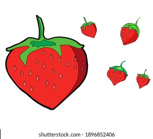 Strawberry Drawing Simple On White Background Stock Vector (Royalty