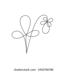 strawberry drawn in trendy style linear art. berry on a branch, simple icon pictogram outline vector illustration