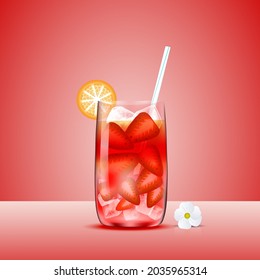Strawberry drink in a glass