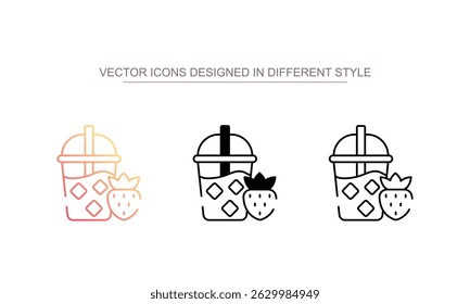 Strawberry Drink icon design with white background stock illustration