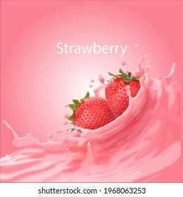 Strawberry and drink illustration,Strawberry juice