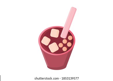 Strawberry Drink with Marshmallows and Pearls