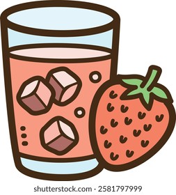 Strawberry drink vector doodle illustration and graphic