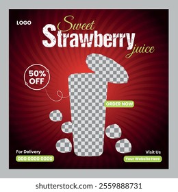 Strawberry drink vector social media post design set