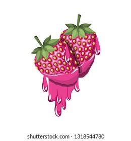 strawberry dripping icon
