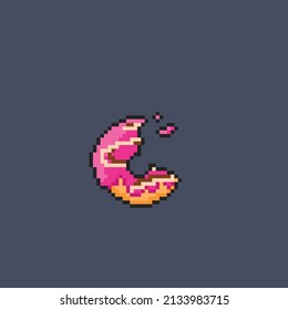 strawberry eaten doughnut in pixel style