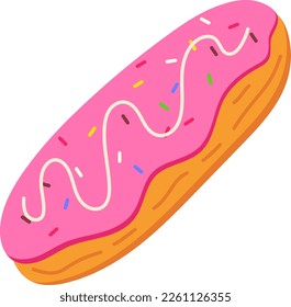 Strawberry Eclair Dessert Icon Element illustration Flat style